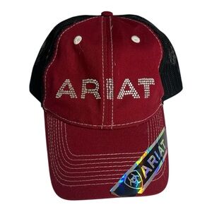 Ariat Burgundy and Black Mesh Cap